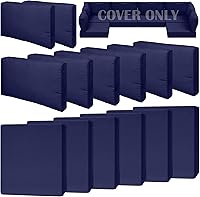 Vista 21 de Juego de 14 fundas de cojín impermeables para patio al aire libre, se adaptan a 6 asientos de mimbre de ratán seccional, fundas de repuesto