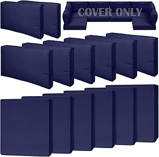 14 Piece Outdoor Patio Waterproof Cushion Covers, Fits 6-Seat Wicker Rattan Sectional Couch Chair Furniture Cover Replacement Set