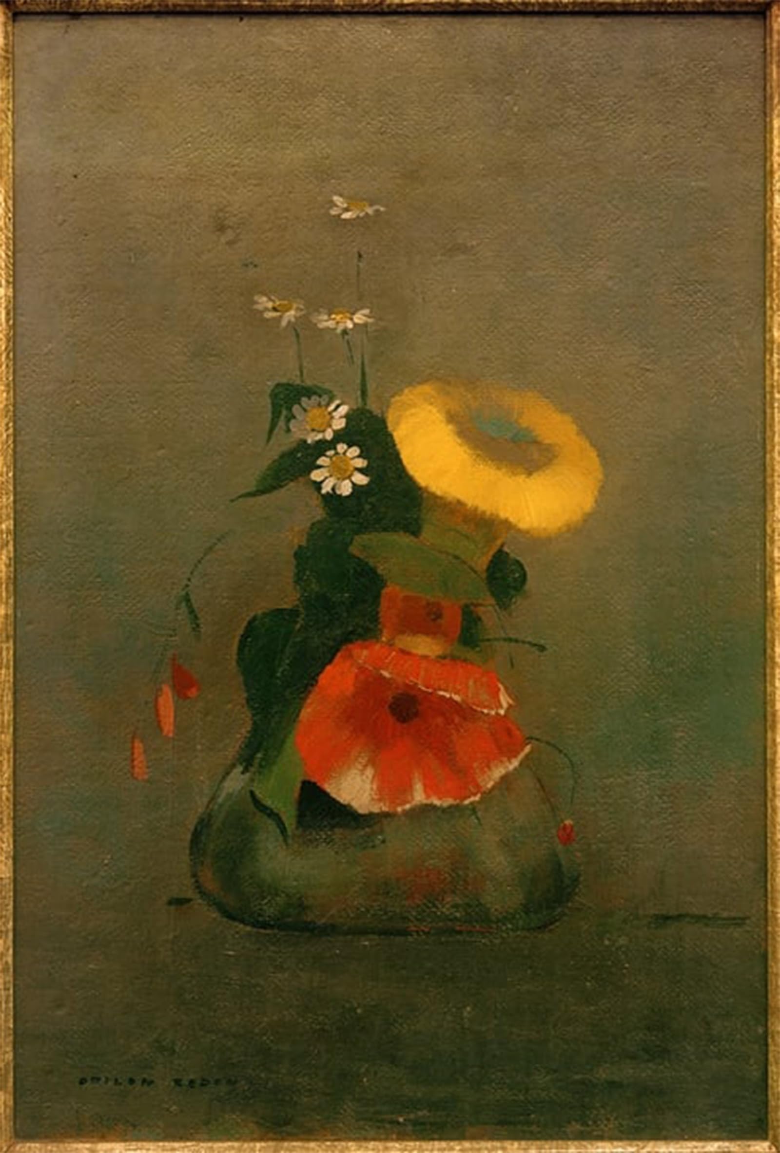 ARTXLXXBN Famous Painting Canvas Artwork Graffiti Print Coquelicots by Odilon Redon Portrait Canvas Image for Home Decor 60x90cm