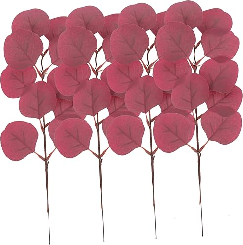 4 piezas de hojas de eucalipto simuladas, decoración de mesa de comedor, decoración de oficina, plantas verdes, tacto real, hojas de palma, dólar,