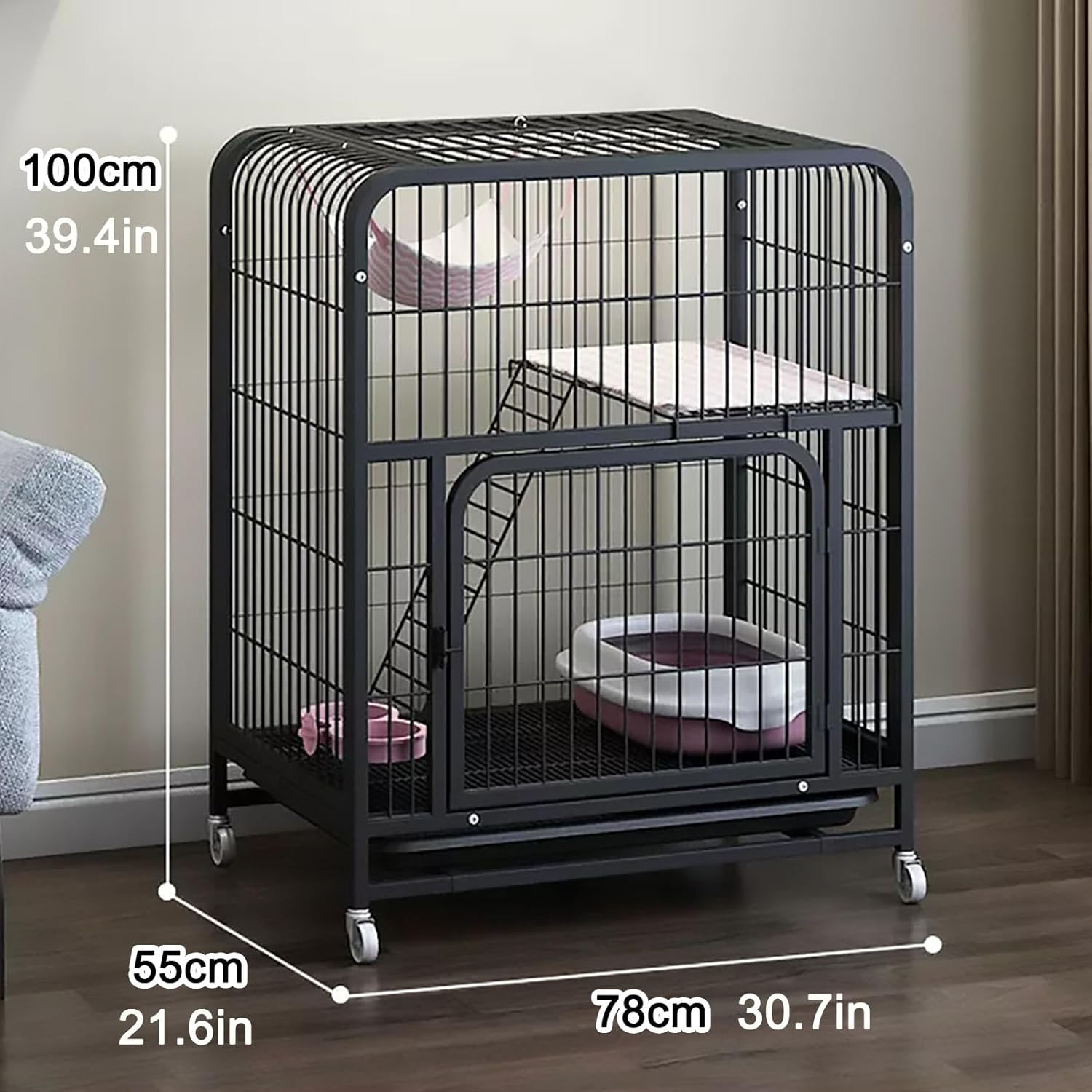 猫用ケージ屋内用大型、2/3/4階角チューブ猫用ケージ、ロック