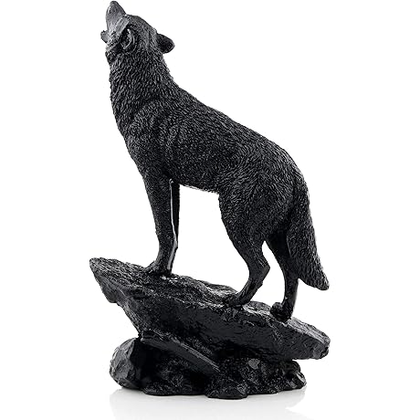 Black Wolf Statue: Captivating Wildlife Sculpture