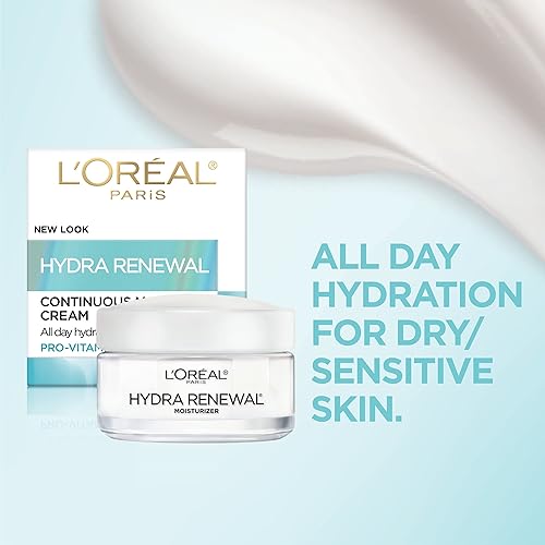 Miniatura 3 de L'Oreal Paris Skincare Hydra-Renewal - Hidratante facial con provitamina B5 para pieles secas y sensibles, hidratación durante todo el día, 1.7