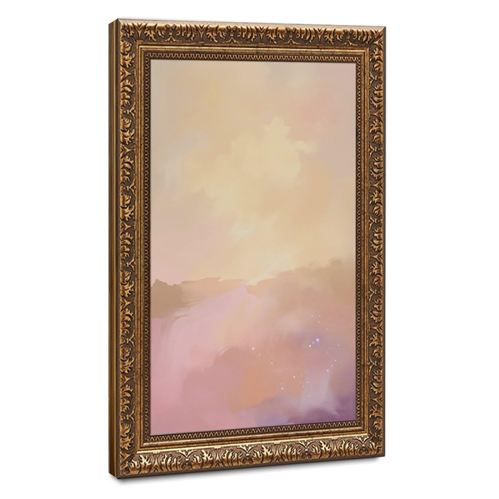 Zguols Blush Desert Abstract And Minimalist Poster 3 Canvas Poster Bedroom Decor Sports Landscape Office Room Decor Gift Retro Gold Frame 24" L X 36" W