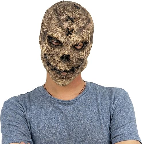 Miniatura 5 de Decoración de fiesta de Halloween, máscara espeluznante sonriente malvada, máscara de terror para la cabeza de Halloween, máscara de pestañas de