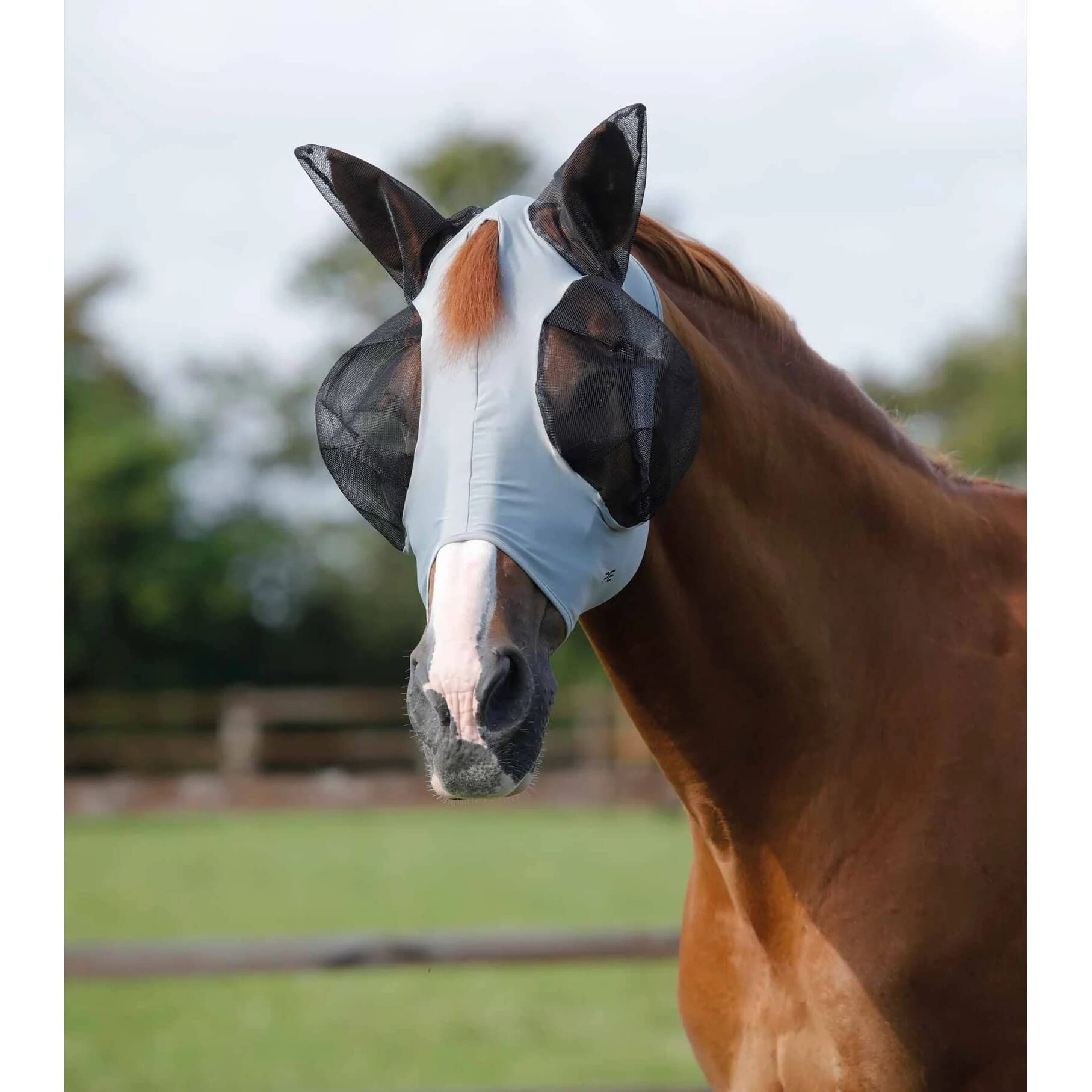Premier Equine Comfort Tech Lycra Fly Mask Size L, Grey