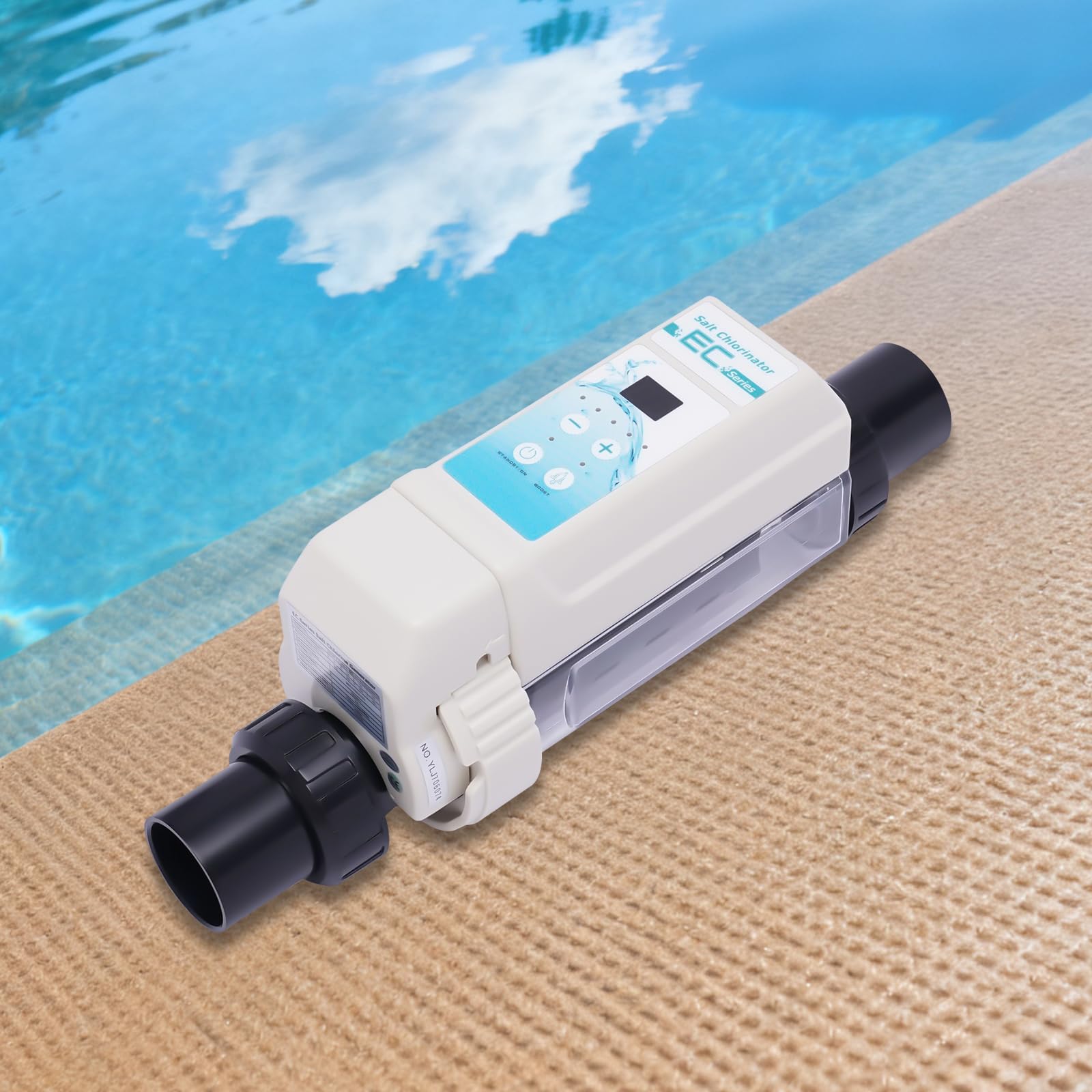 Système d'eau salée pour piscine - 8 g/h - Blanc - Avec auto-nettoyage - Peu encombrant - Pour jusqu'à 50 m³ - Réglage intelligent - Prise UE