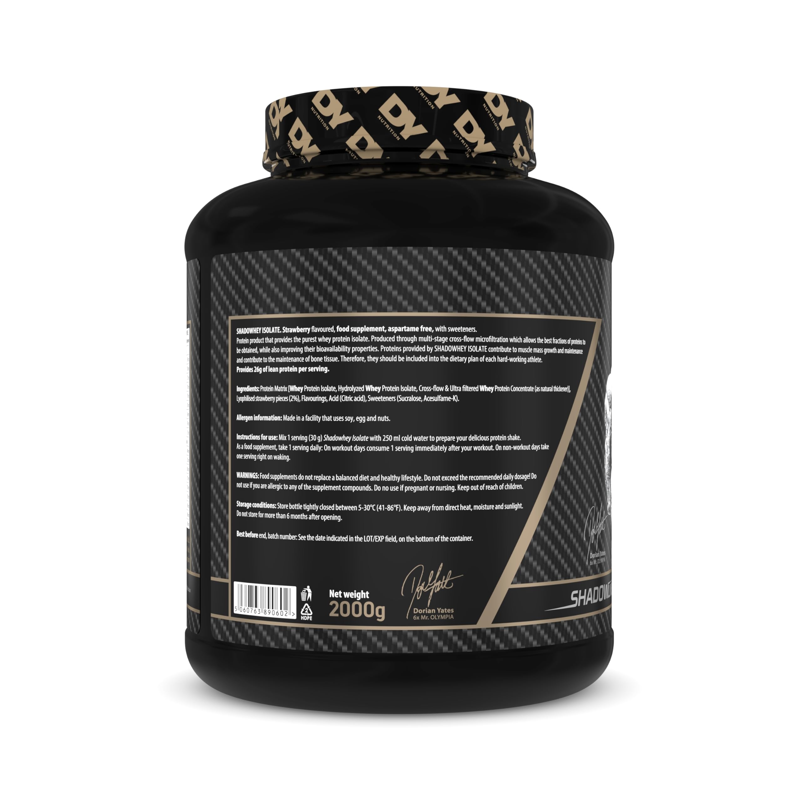 Dorian Yates Nutrition Shadowhey Isolate (2000g) Strawberry - Białka - Izolat białka serwatkowego