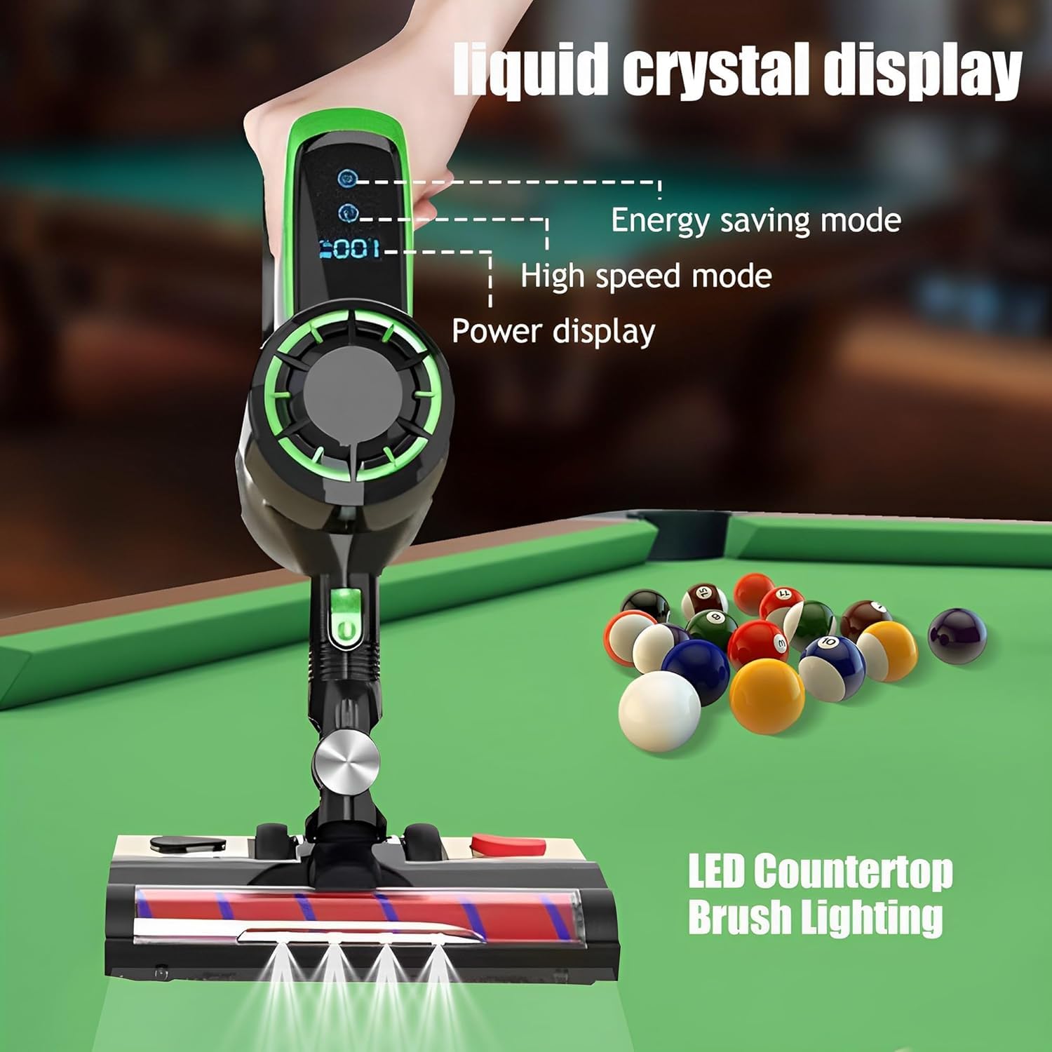Kit de aspiradora de mesa de billar, máquina de succión de 240 W con 2 cabezales ajustables, 22 kpa para una limpieza eficiente, ideal para salas de billar y salas de juegos