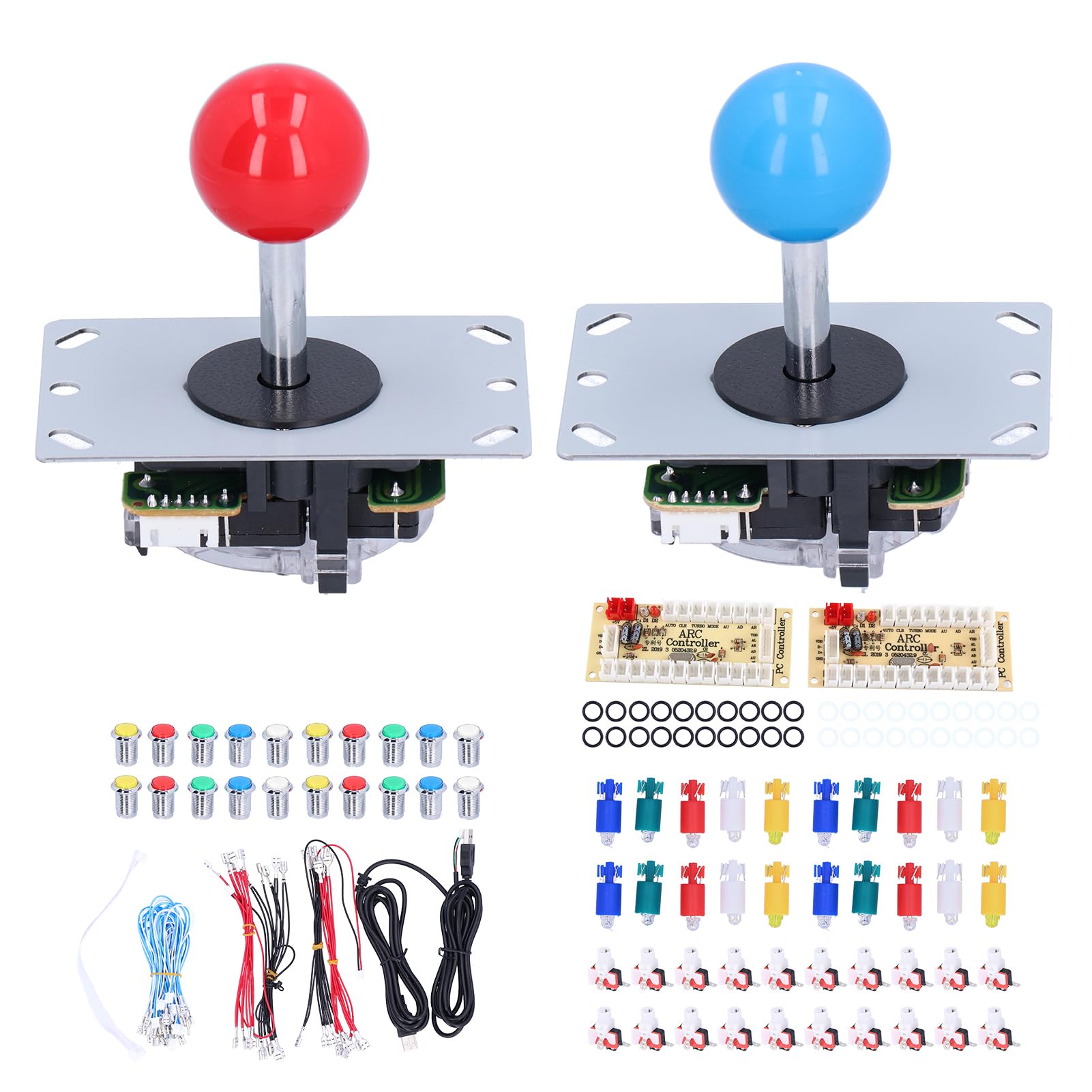 Gra Zręcznościowa DIY Części Wysokiej Jakości Przyciski LED do Gier Komputerowych 5V Konsola do Gier Arkadowych Galwanizacja Zestaw Joysticków Kolorowe (Podwójnie galwanizowany przycisk w