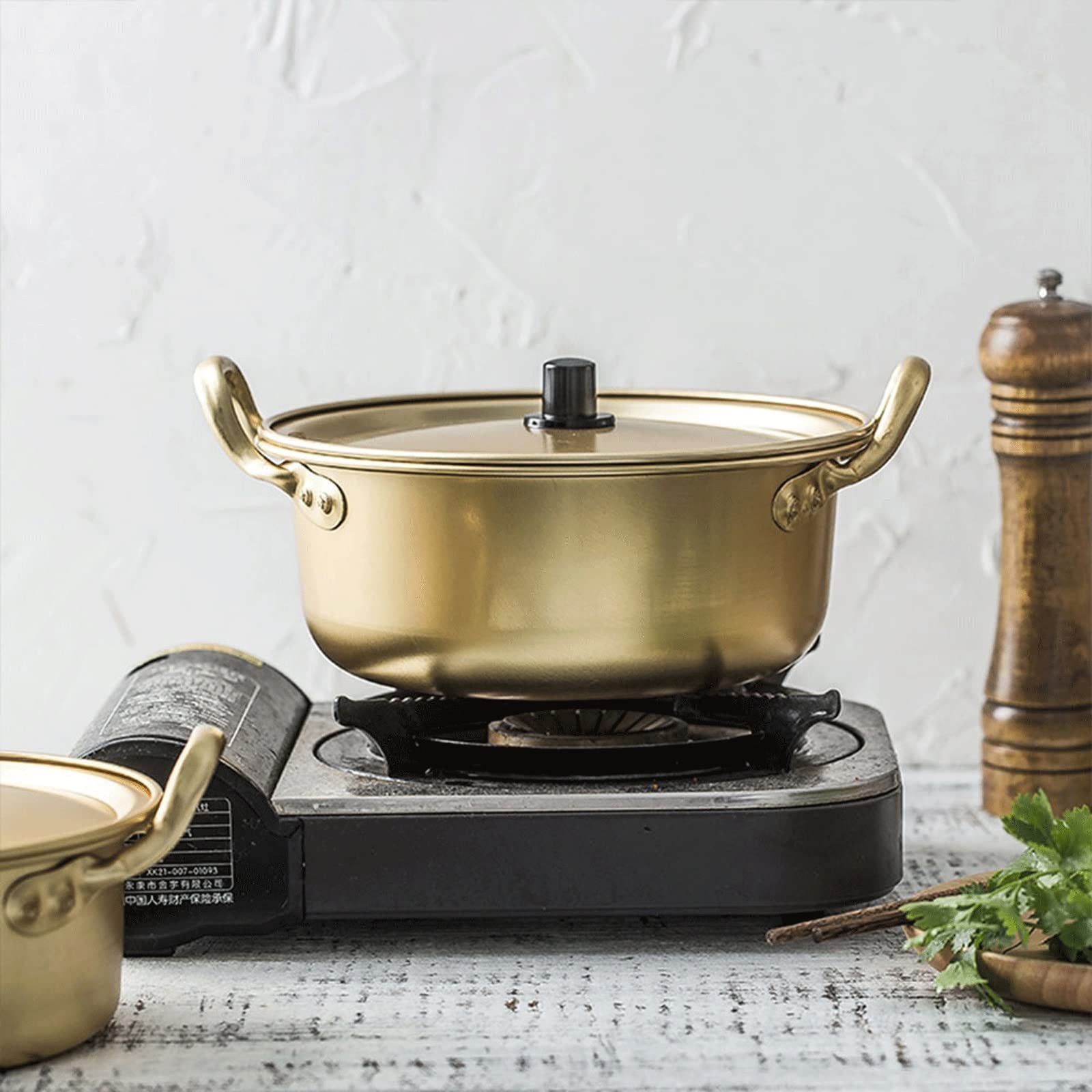 Stock Pot, Olla Coreana Para Fideos Ramen, Olla De Aluminio con Tapa Para Sopa, Leche, Huevo, Calentamiento Rápido, Utensili De Cocina Steamer