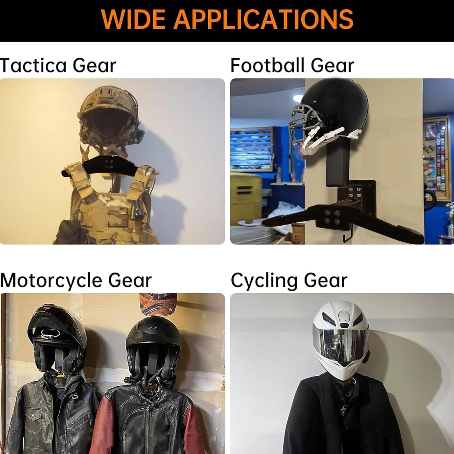 Xian Support mural pour équipement tactique, support de casque de moto, support de veste, support de plaque de support de support de présentoir pour costume de police, football, cyclisme (bois brut)