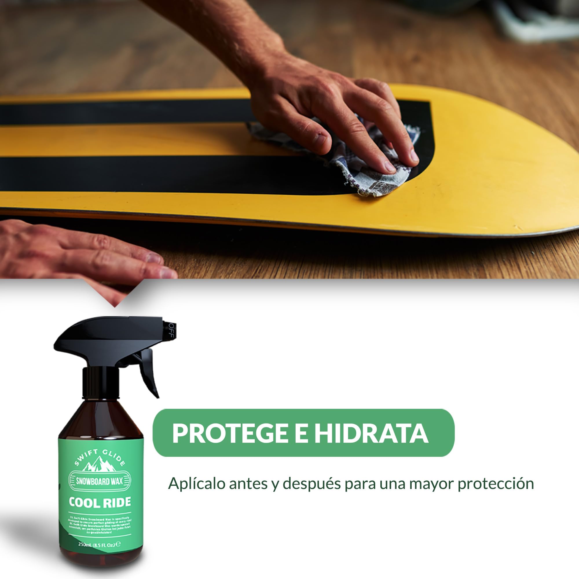 Cera Esqui y Snowboard en Spray - 250ml - Fácil Aplicación - No Mancha - Logra un Deslizamiento Superior en la Nieve - Cera para Esquis - Cera Snowboard