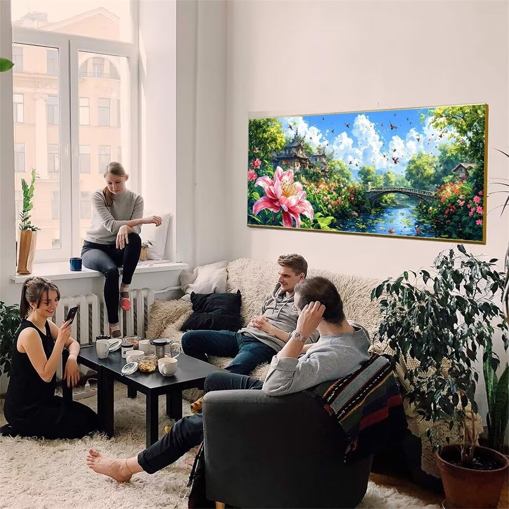 Malen Nach Zahlen Erwachsene xxl, Paint by Numbers Malen Nach Zahlen Landschaft, DIY Geschenk Art mit Pinseln und Acrylfarben Handgemalt Ölgemälde Leinwand für Home Décor, Ohne Rahmen 80x160cm W-701