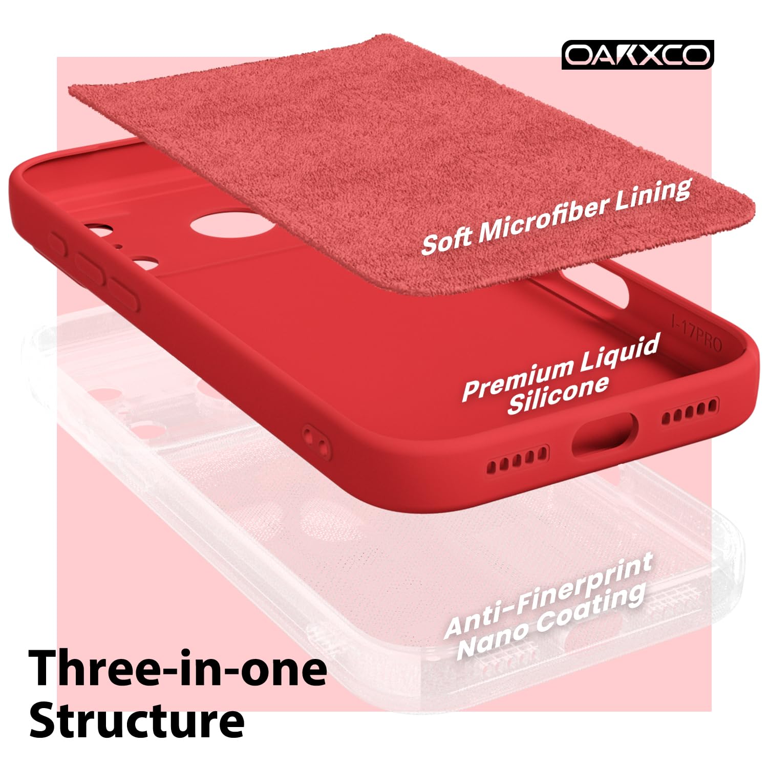 oakxco for iPhone 16 Pro Max Case Liquid Silicone, Soft Rubber Gel Elegant Aesthetic Basic Simple Cover, Cute Thin Slim TPU Matte Solid Color Plain Smooth Case for Women Girl, Light Pink — view 802