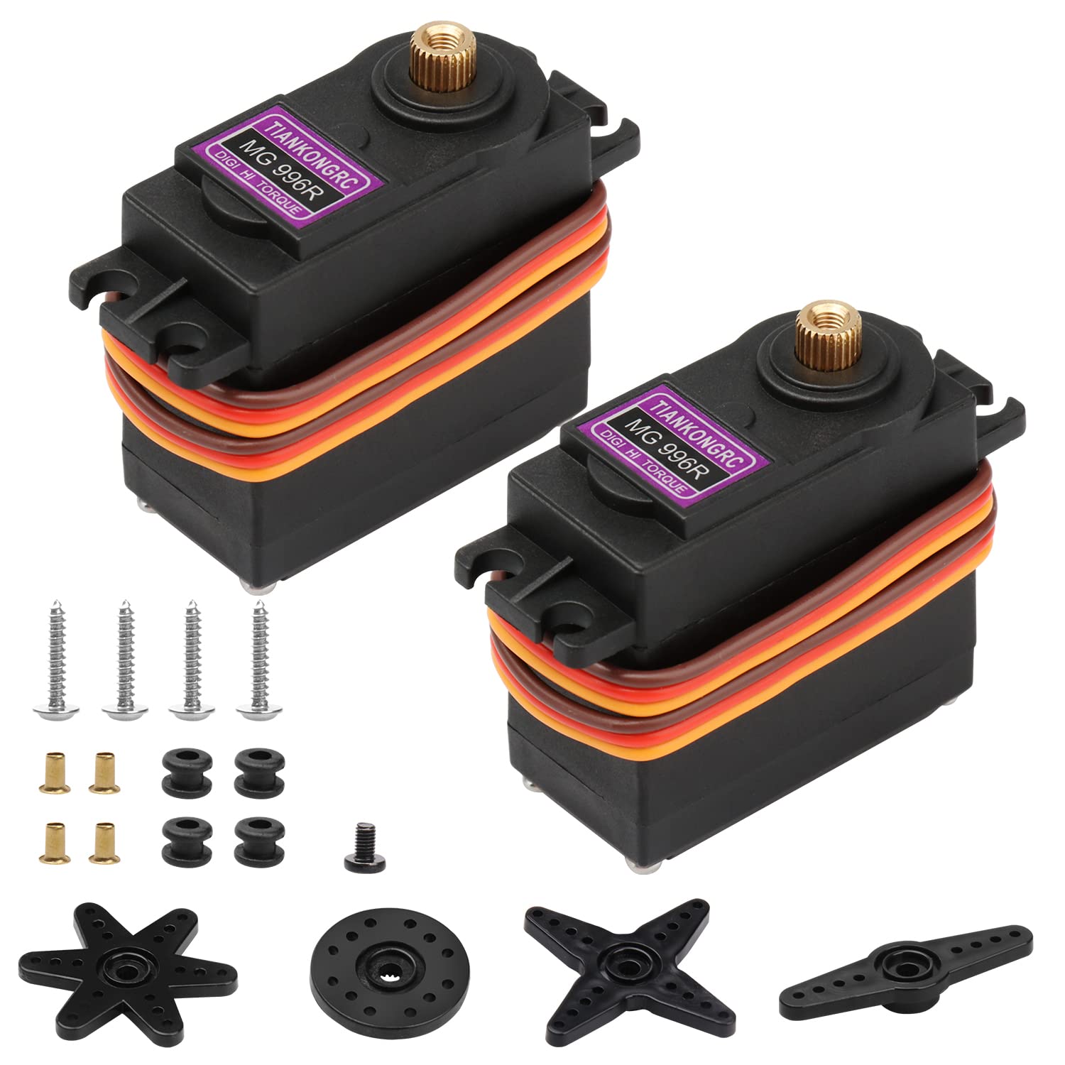 RC Servo MG996 Servo 2Pcs Metal Gear High Speed Torque Digital Servo Motor for RC Helicopter Airplane Car Boat Mechanical Arm Biped Robot Waterproof