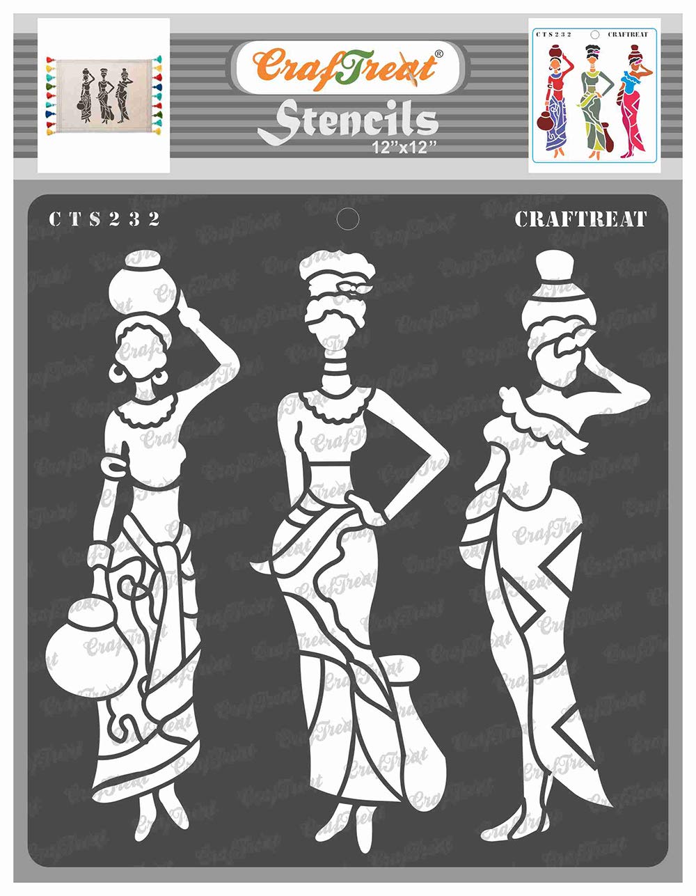Buy CrafTreat Tribal Wall Stencils for Painting Large Pattern Pose
