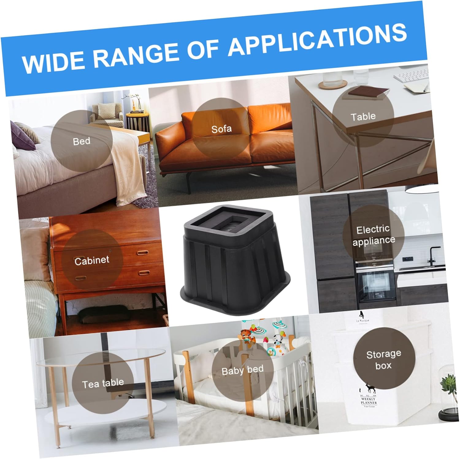 4sets Furniture Risers with Anti-Slip Base Furniture Levelers for Chairs Beds Sofas Tables Hardwood Floor Protectors Heavy Duty Easy to Install