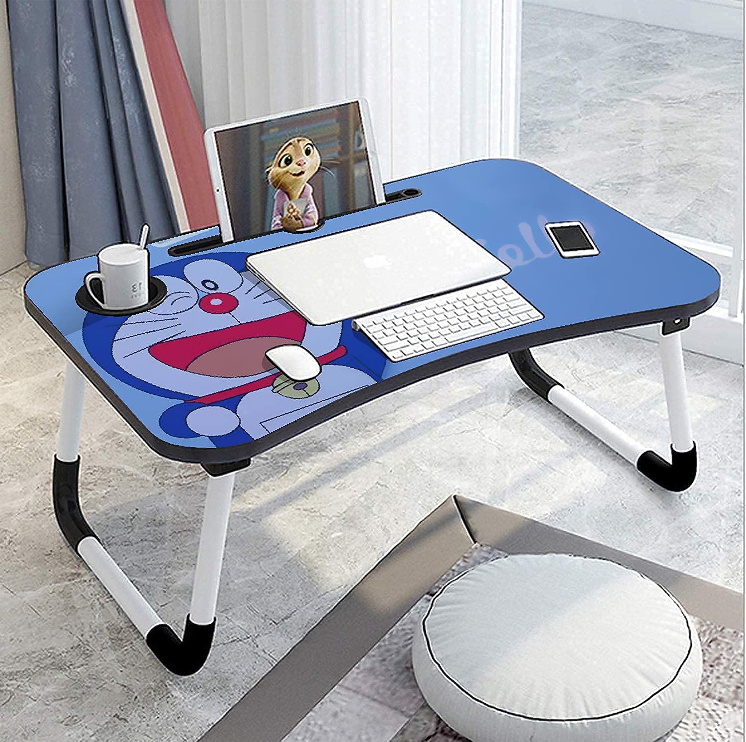YOZONKY Multi-Purpose Doremon Cartoon Print Laptop Table with Dock Stand, Study Table, Bed Table, Foldable and Portable Table (Blue Doremon) (B09DD3T2T9) Amazon Price History, Amazon Price Tracker