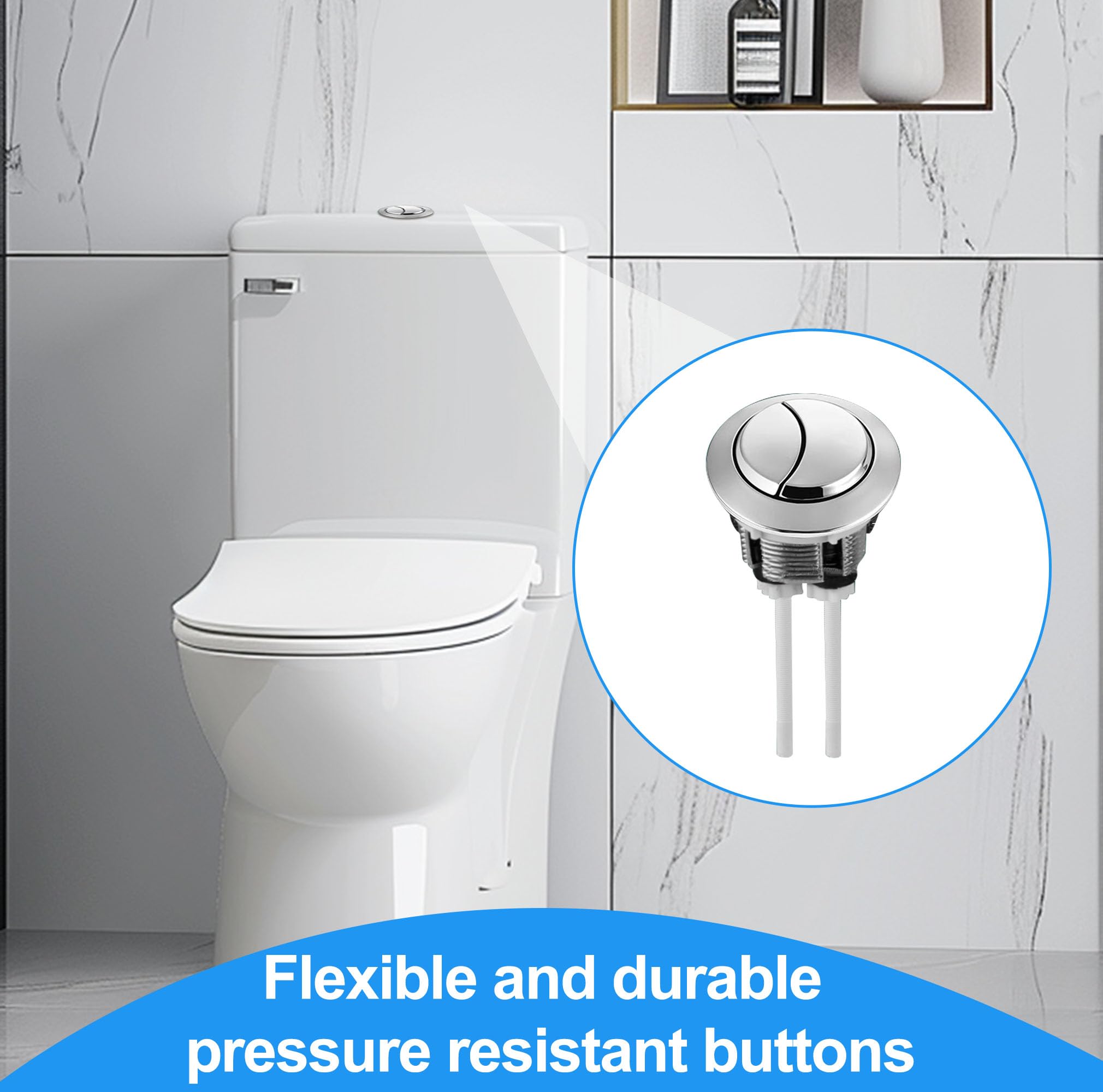 Bansusu 1Pc Toilet Flush Button Replaceable Round Head Toilet Button Flush Simple Operation Dual Toilet Push Button Easily Installed Replacement Accessories for Bathroom Toilet Water Tank Repair - Image 4