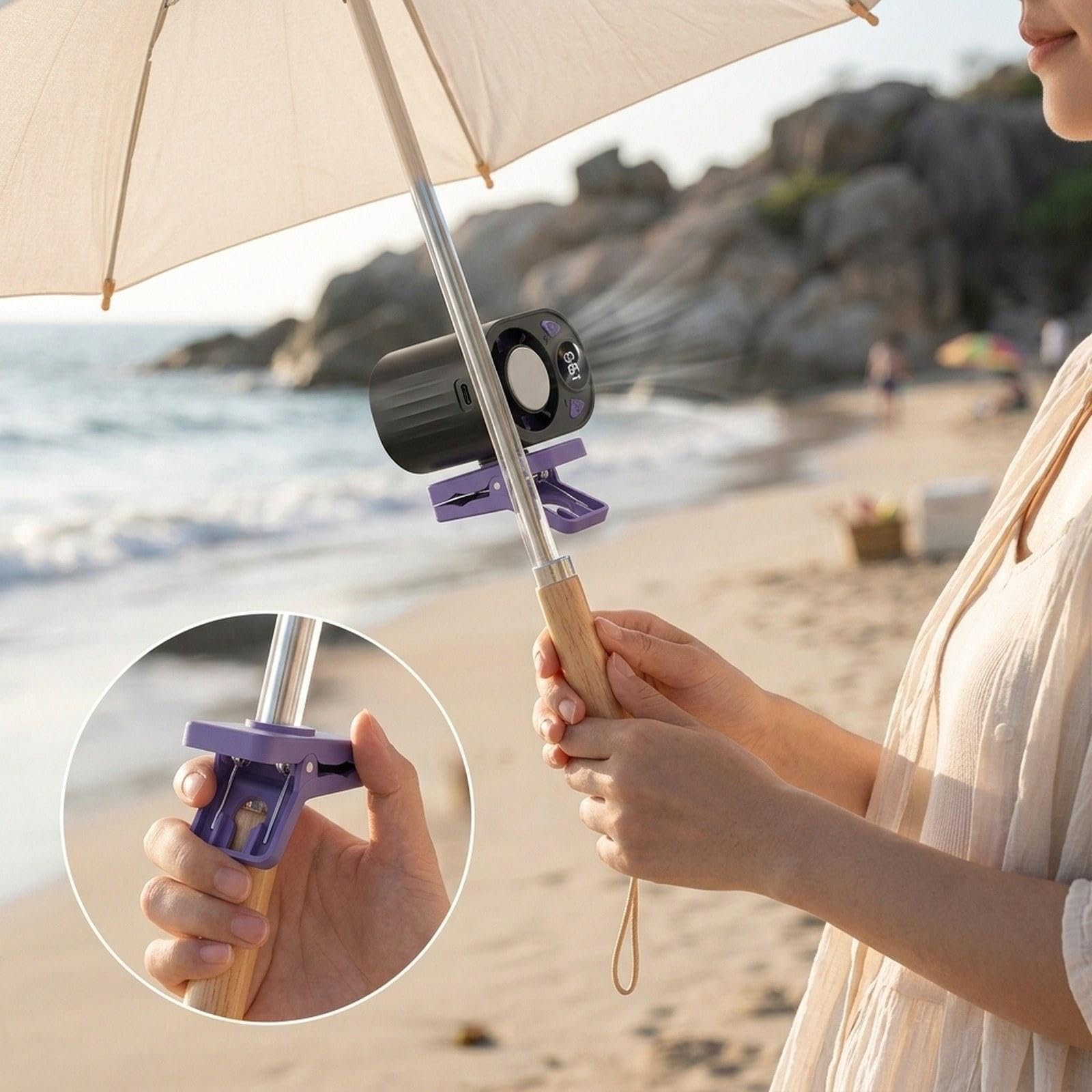 Clip On Portable Fan Ventilatore da Tavolo Portatile con Clip Resistente Ventola Mini Multifunzione con Schermo LED Regolazione velocità 199 Livelli M, Raffreddamento Nero