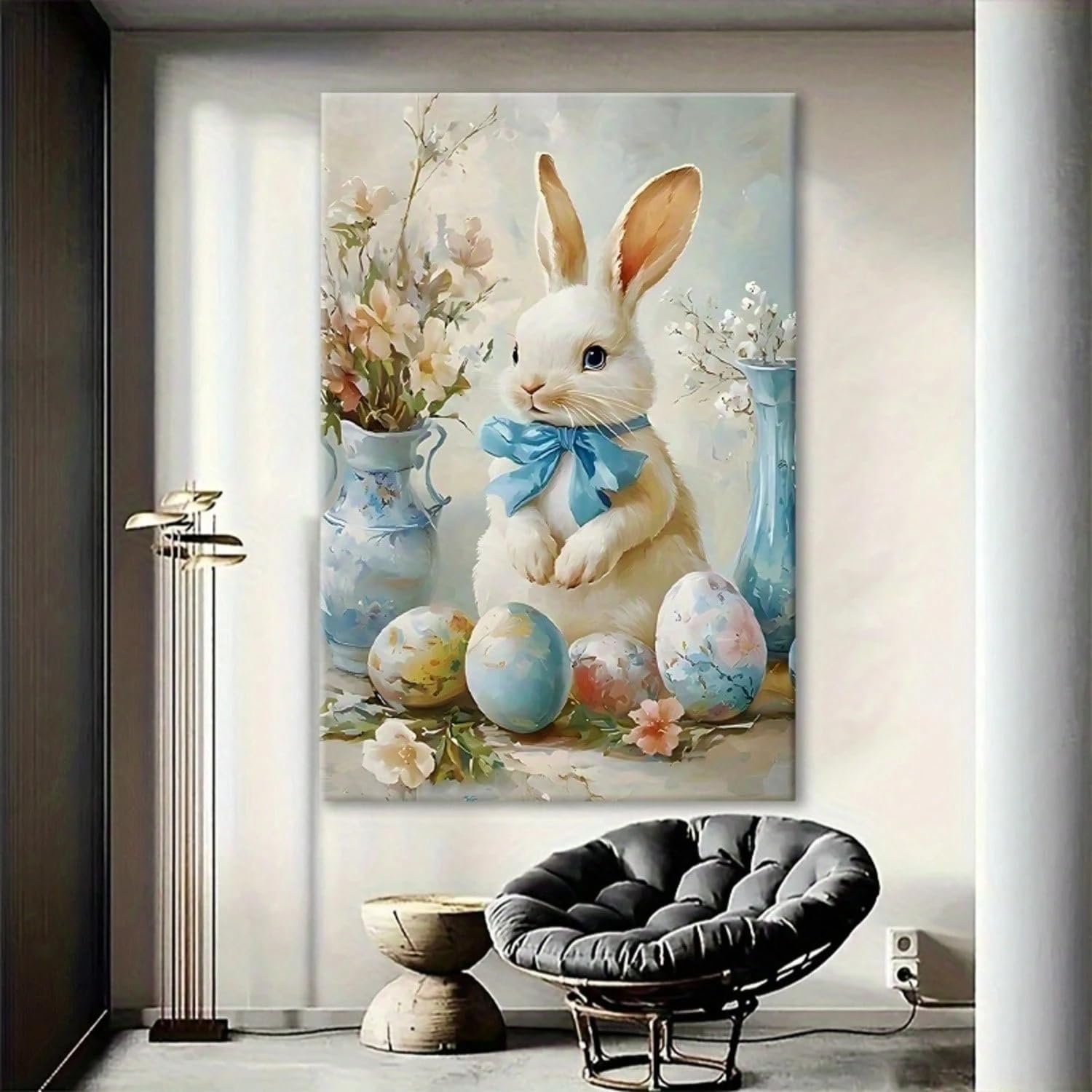TZKBDMA Canvas Painting Framed Poster, Colorful Egg Wall Art Animal Print Pattern Portrait Illustration Room Decor(50x70cm/Without frame)