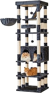 MWPO 74.8-inch Smoky Gray Cat Tree with Sisal Scratching Posts and Condo