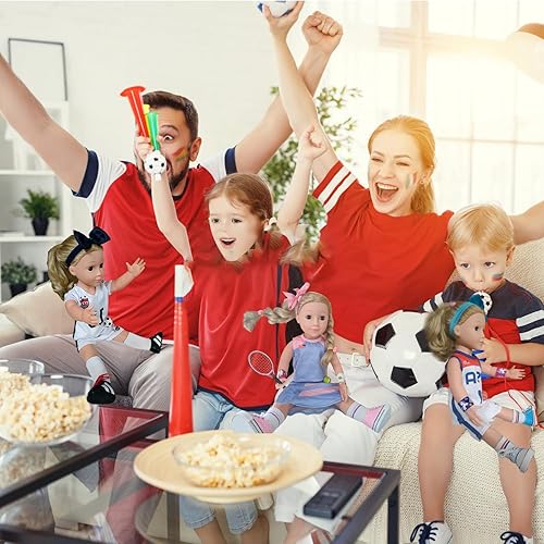 Miniatura 6 de Accesorios de ropa para muñecas de fútbol americano, baloncesto, tenis de 18 pulgadas, mangas cortas, diademas, calcetines, zapatos, raquetas, etc.