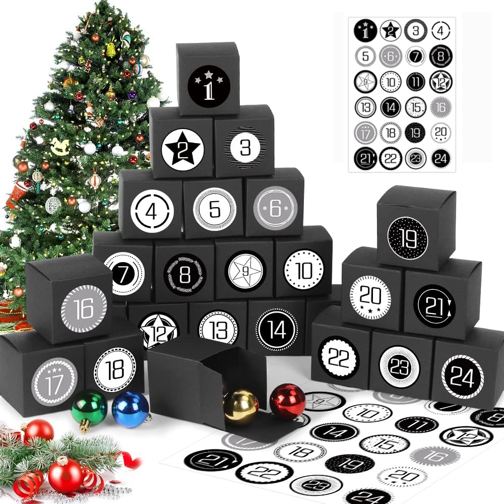 Calendario de Adviento, 24 Calendario Adviento para Rellenar, Cajas Dorada Calendario de Adviento, Calendario Adviento DIY, Calendario Adviento Rituals 2022 con Adhesivos Digitales de Adviento — view 9
