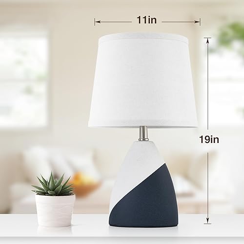 Miniatura 4 de Luvkczc Juego de 2 lámparas de mesa de cerámica moderna de 19 pulgadas, lámpara de mesa al lado de las lámparas de mesita de noche, lámpara de mesa
