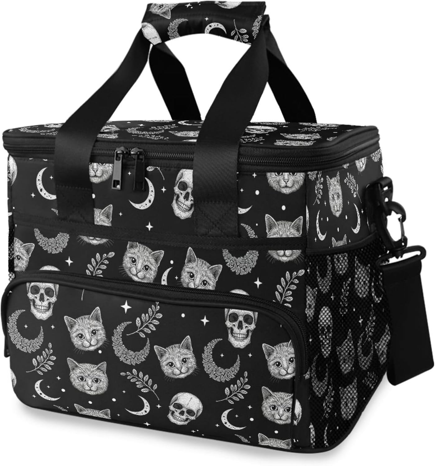 MNSRUU Cooler Bag Skull and Sunflower Soft Cooler Bag Insulated Lunch Totes Picnic Bag Beach Cooler Lunch Box Container with Adjustable Shoulder Strap