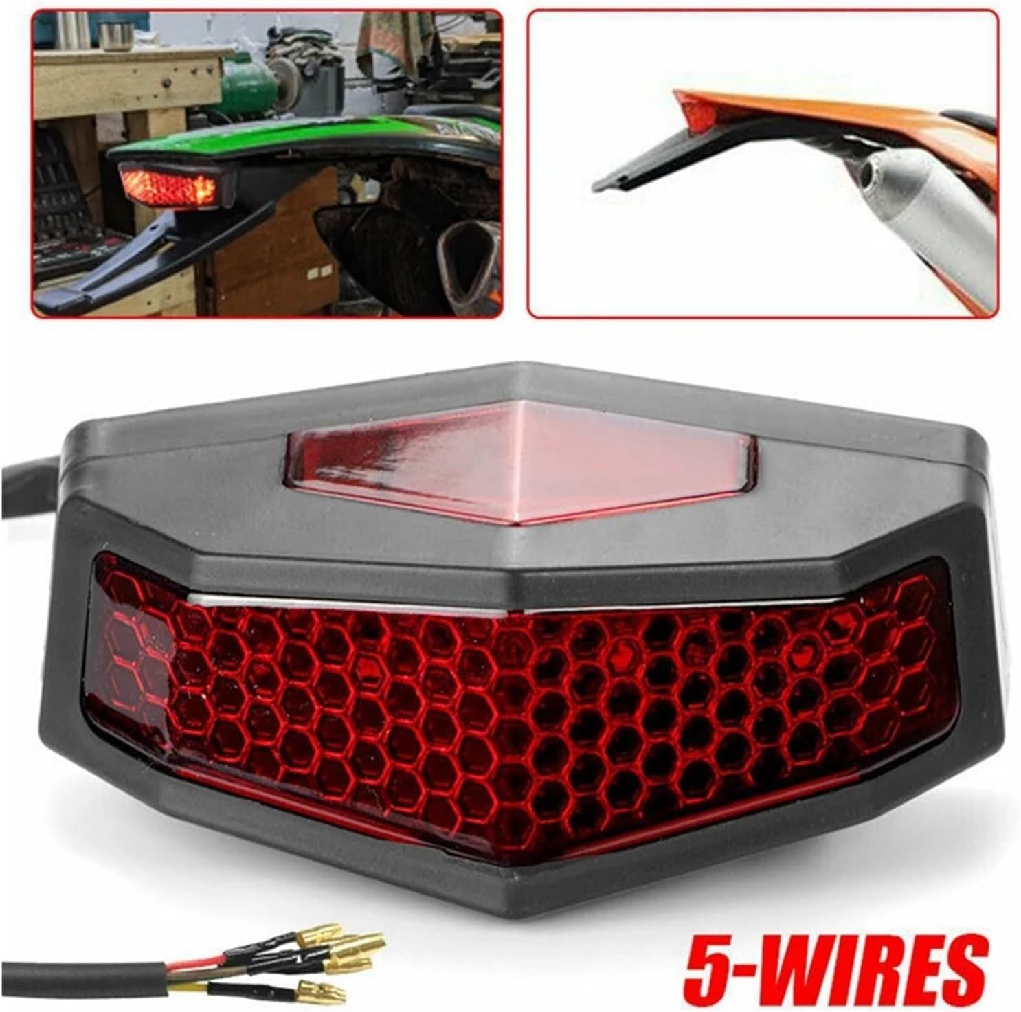 Fanale posteriore per moto Indicatori di direzione a LED 5 in 1 per moto, luci posteriori, luci di stop, luci targa, luci posteriori universali rosse