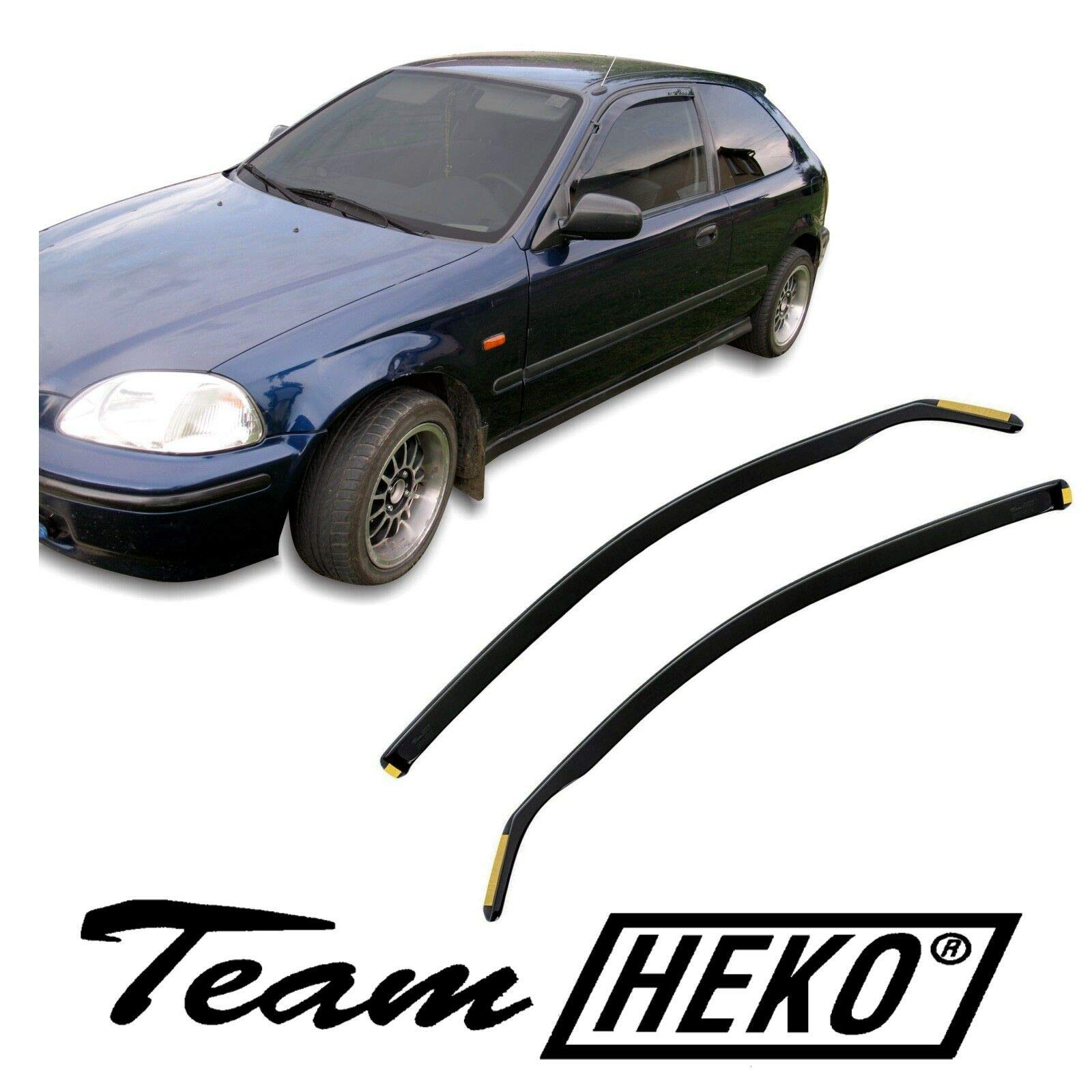 J&J AUTOMOTIVE Windabweiser passend für Honda Civic 3-Türer 1995-2000 2tlg, Heko Regenabweiser Vorne Getönt Dunkel Passform