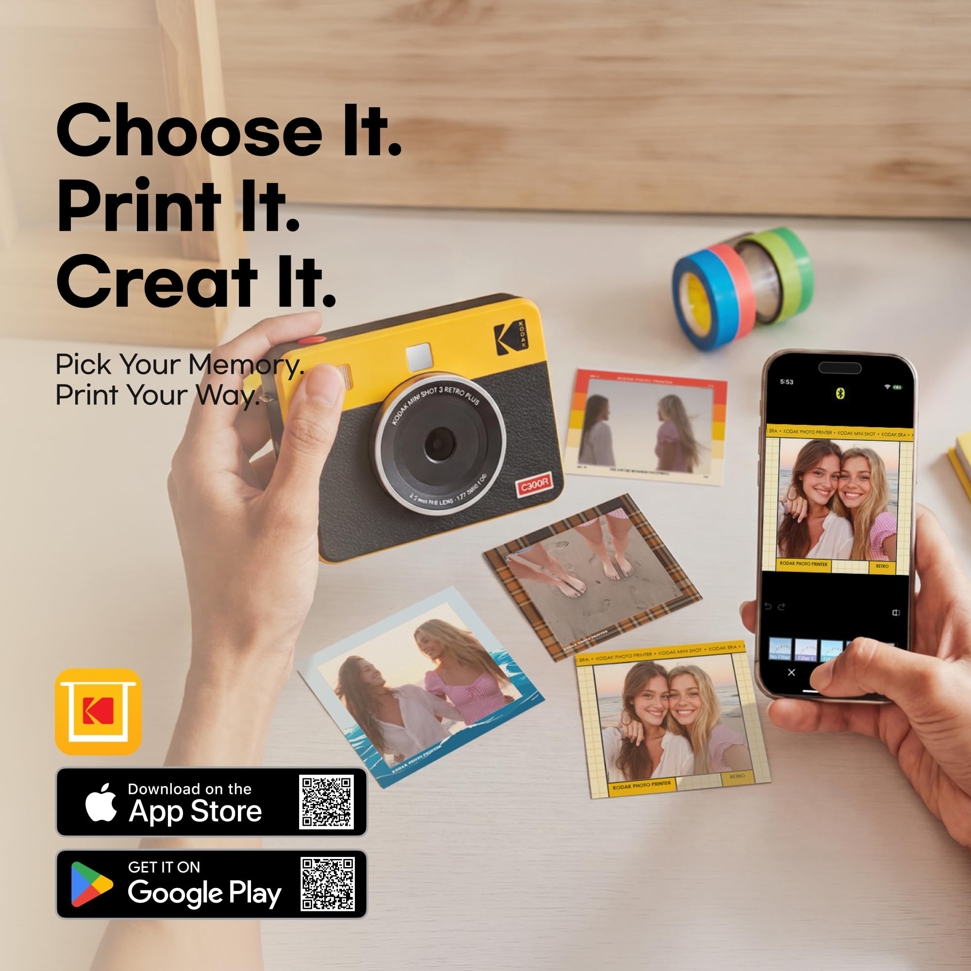 KODAK Mini Shot 3 Retro 3x3 Instant Camera, Photo Printer, 38 Sheet, White — Amazon image 9