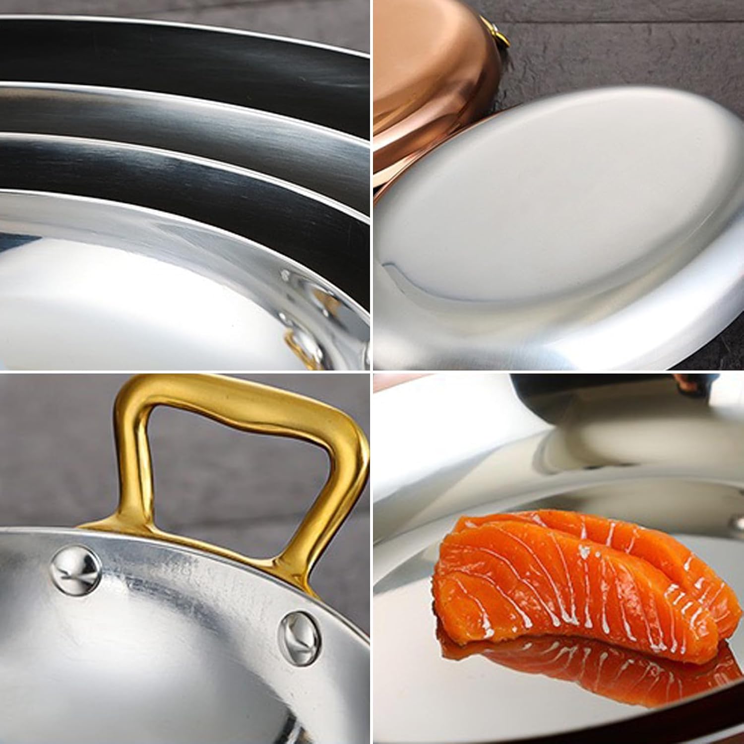 Oval Spanish Paella Pan 304 Stainless Steel Nonstick Seafood Plate Large Stainless Steel Skillet with Dual Handle Seafood Skillet for Home Restaurant Cooking,Silver,25.5cm/10inch