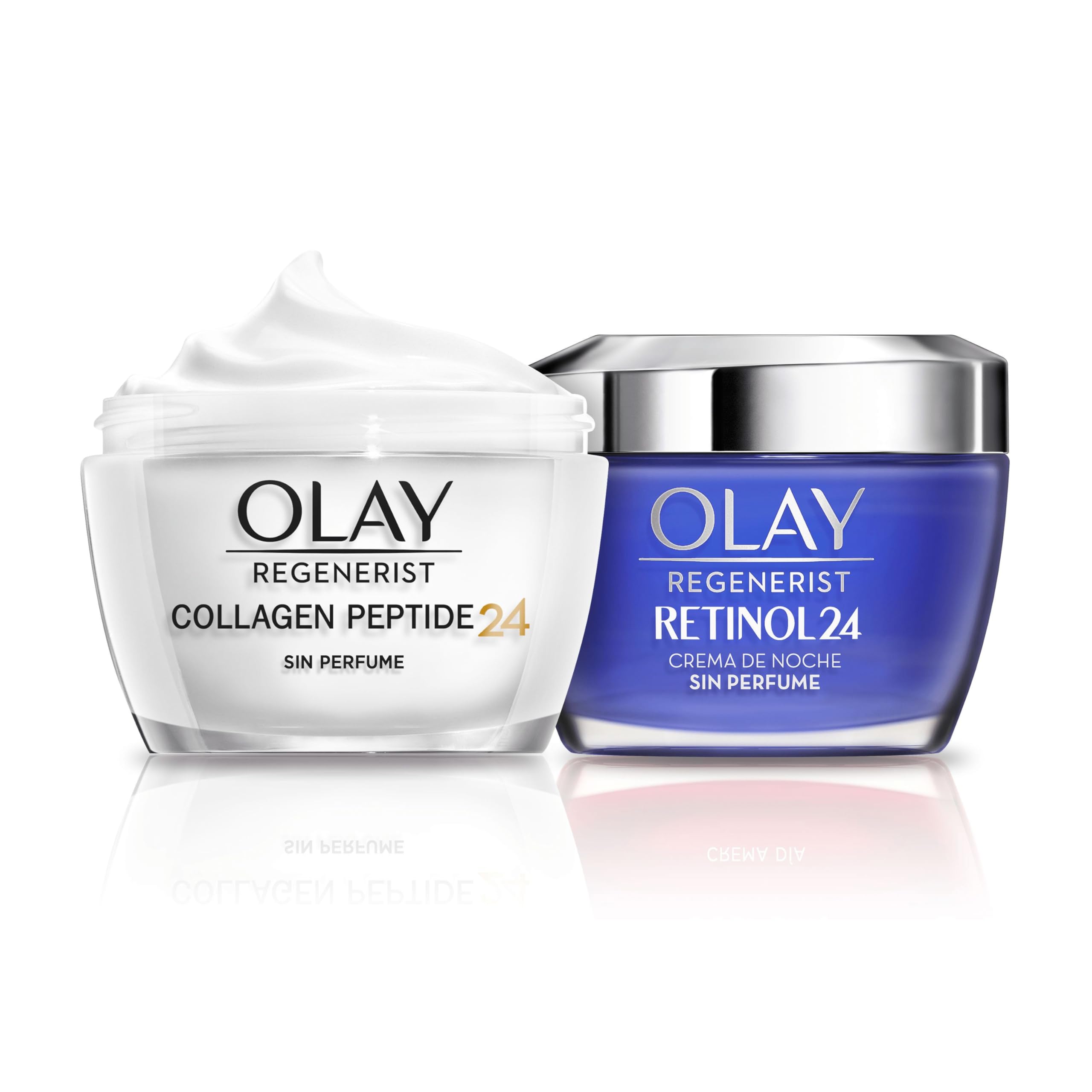 Olay Regenerist Retinol 24 Crema Hidratante de Día y Noche Sin Perfume, con Collagen Peptide24, Pack x 2 Uds, Piel Fuerte Y Luminosa En 14 Días, 100 ml