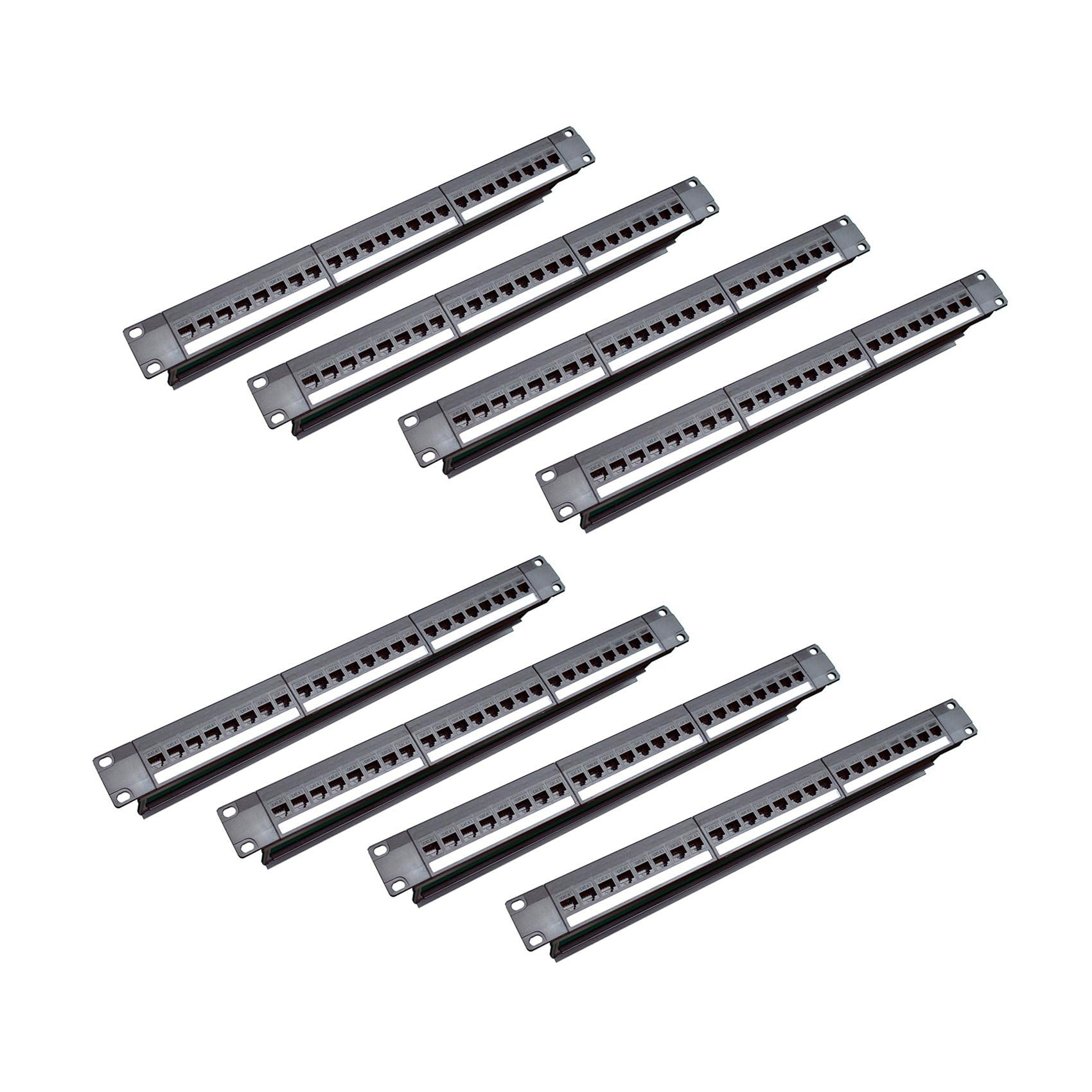 Cwmiibili 8X, 19Inch 1U Cabinet Rack Pass-Through 24 Port CAT6 Patch Panel RJ45 Contact Port (RJ45 Contact Port) Modular Frame