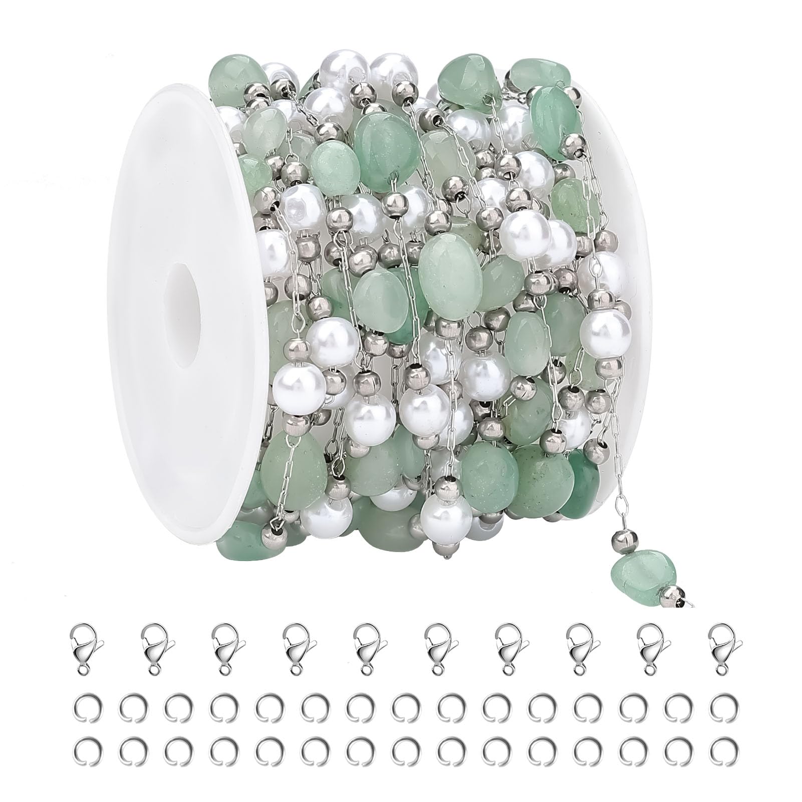 KYUNHOO 13 piedi catene in acciaio inossidabile Bulk Pearl Beaded Chain Jewelry