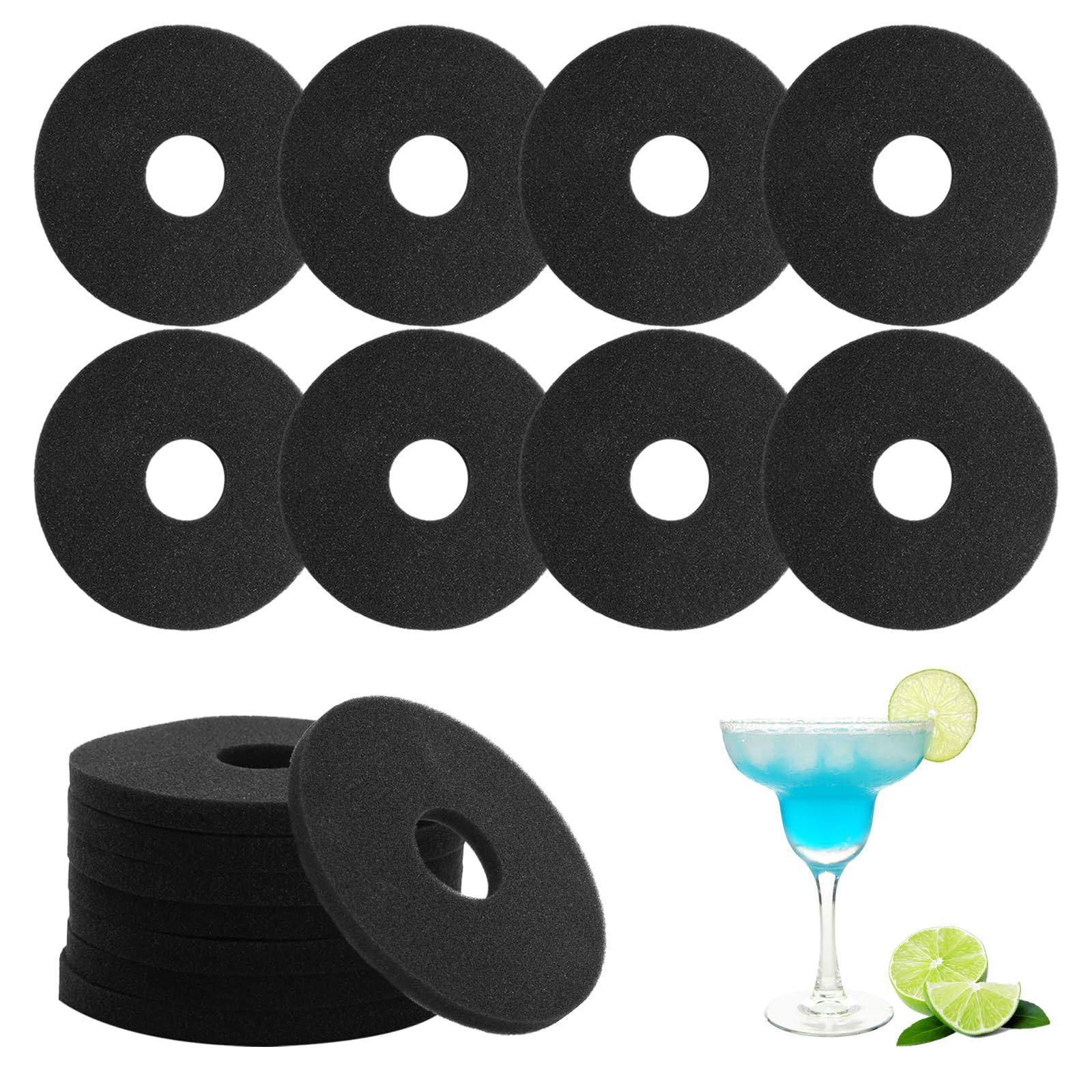 8 Pcs Bar Rimmer Sponges Replacement 5.7 Inch Glass Rimmer Sponges Bartender Tool Sponge Bar for Cocktails Margarita Salter Lime Juice Trays Accessories Supplies, Black