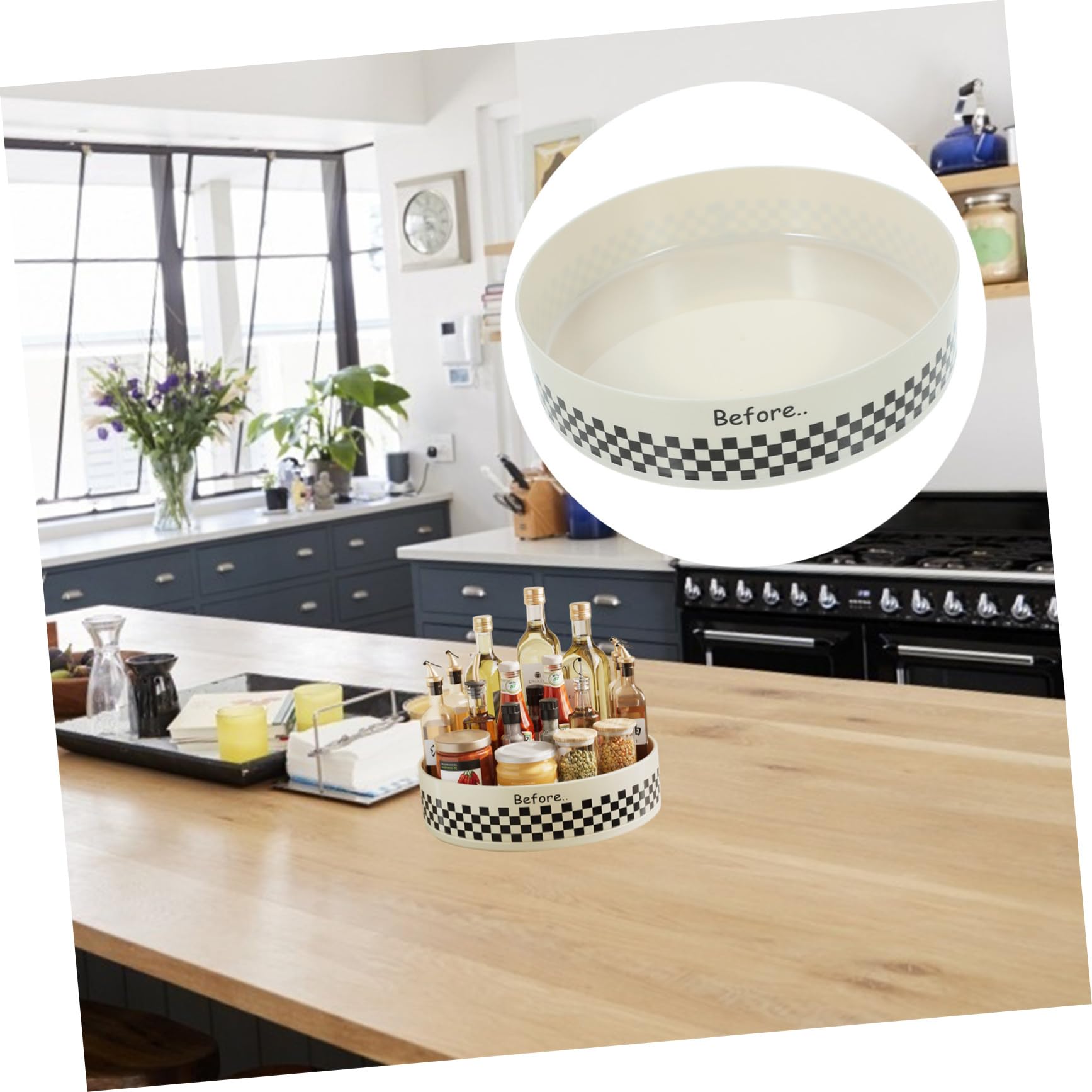 Bandeja Giratoria Redonda de Plástico para Especias y Tarros | Organizador Práctico para Armario, Formato Compacto, Uso Doméstico Multifuncional y Diseño Ahorra Espacio
