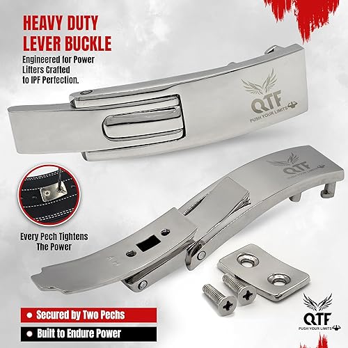 Miniatura 4 de QTF 'S - Cinturón de palanca para levantamiento de pesas para hombres y mujeres, hecho de cuero grueso, cinturón de entrenamiento de gimnasio, ideal