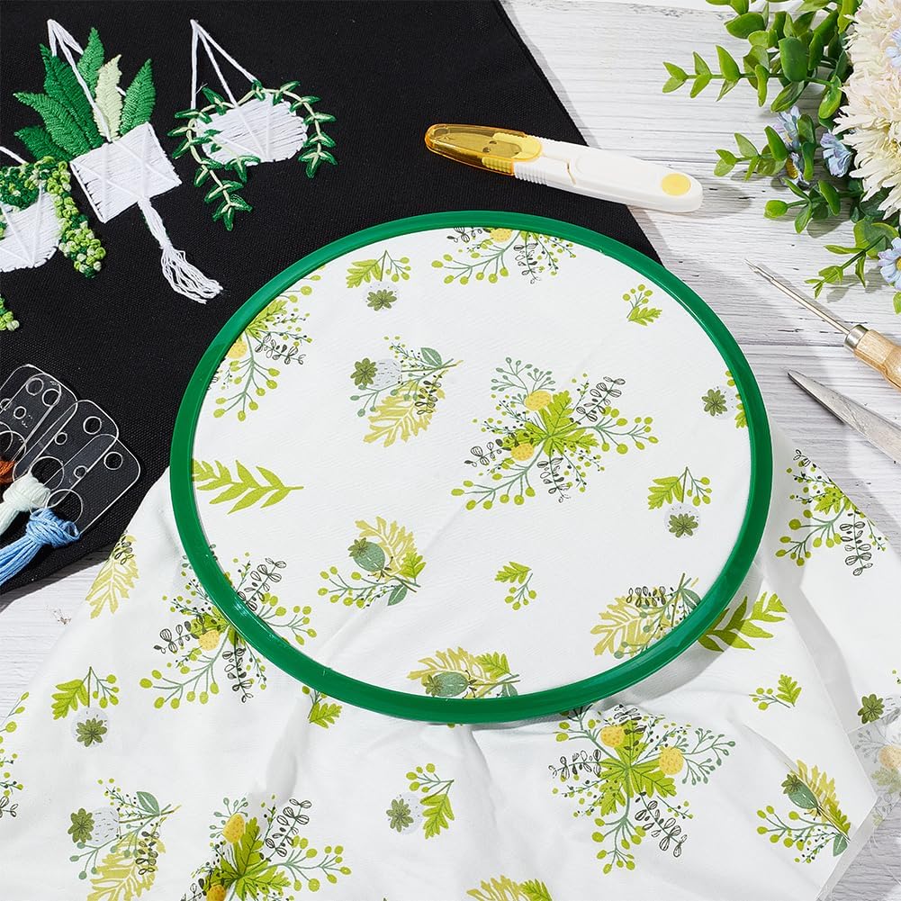 OLYCRAFT 8.8x8.6x0.9 Inch Metal Green Embroidery Hoop Large Metal Spring Tension Embroidery Hoop Cross Stitch Hoop Embroidery Frame for Embroidery and Cross Stitch