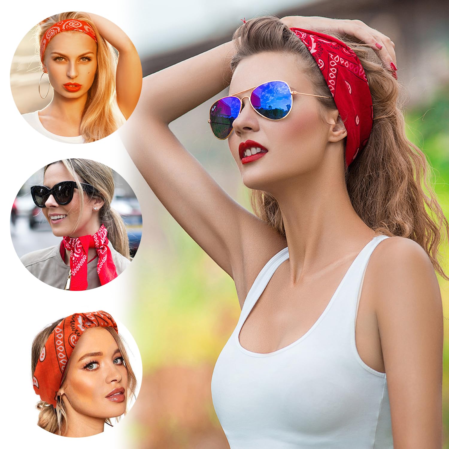 Bandana Hombre Mujer – Set de 23 Pañuelos Bandana de Algodón 54x54 cm – Bandanas Coloridas para Cabeza, Cuello o Pelo, Bandana Roja Azul Rosa, Bandana Niño Niña, Bandana Negra y Blanca
