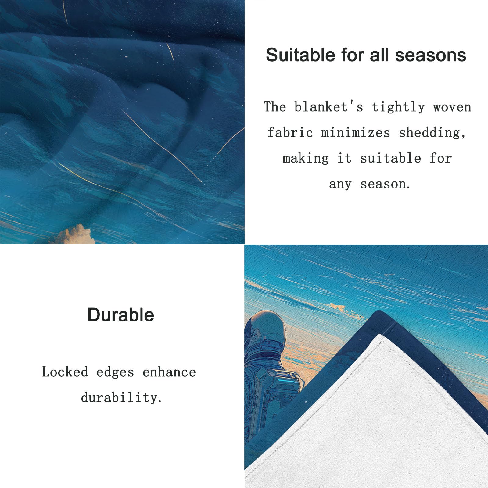 Manta mullida de 180 x 220 cm – Manta de franela suave y romántica reversible para sofá, astronauta, cielo estrellado, nubes, manta de forro polar, manta extra cálida para el salón, camping o oficina