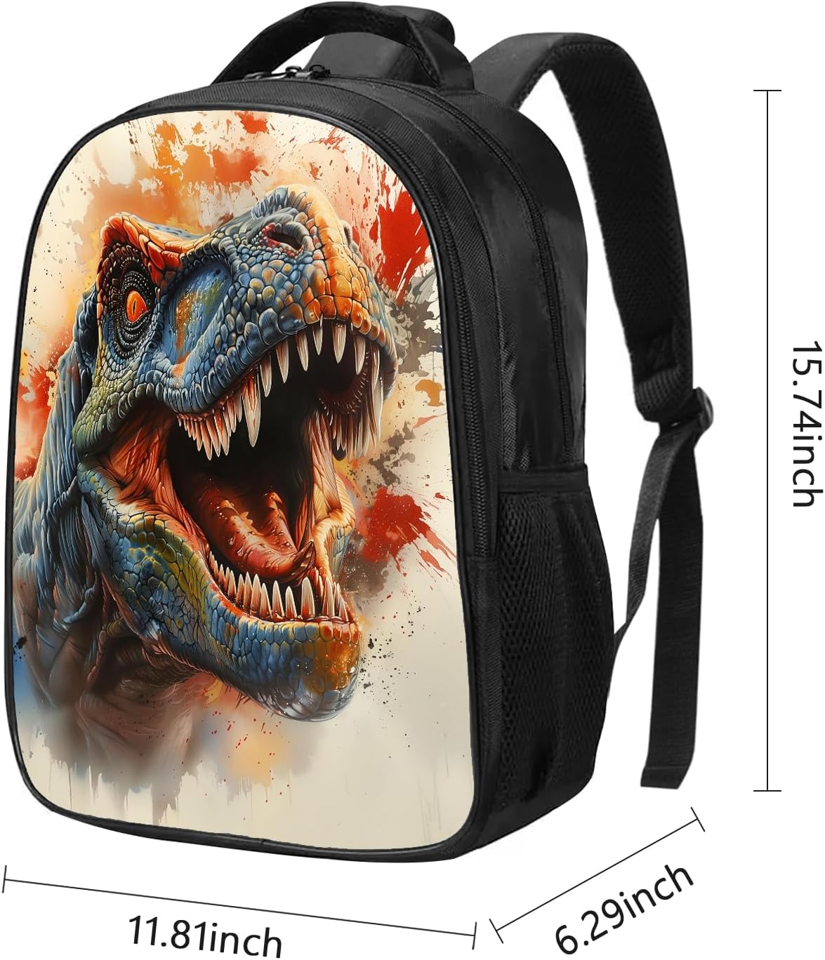 SARA NELL Dinosaur Backpack Watercolor Splash Dinosaur Boys Backpack Cool T-rex Dino School Backpack for Kids, Elementary Boys Backpack Bookbag with 2 Compartments, 16 Inches