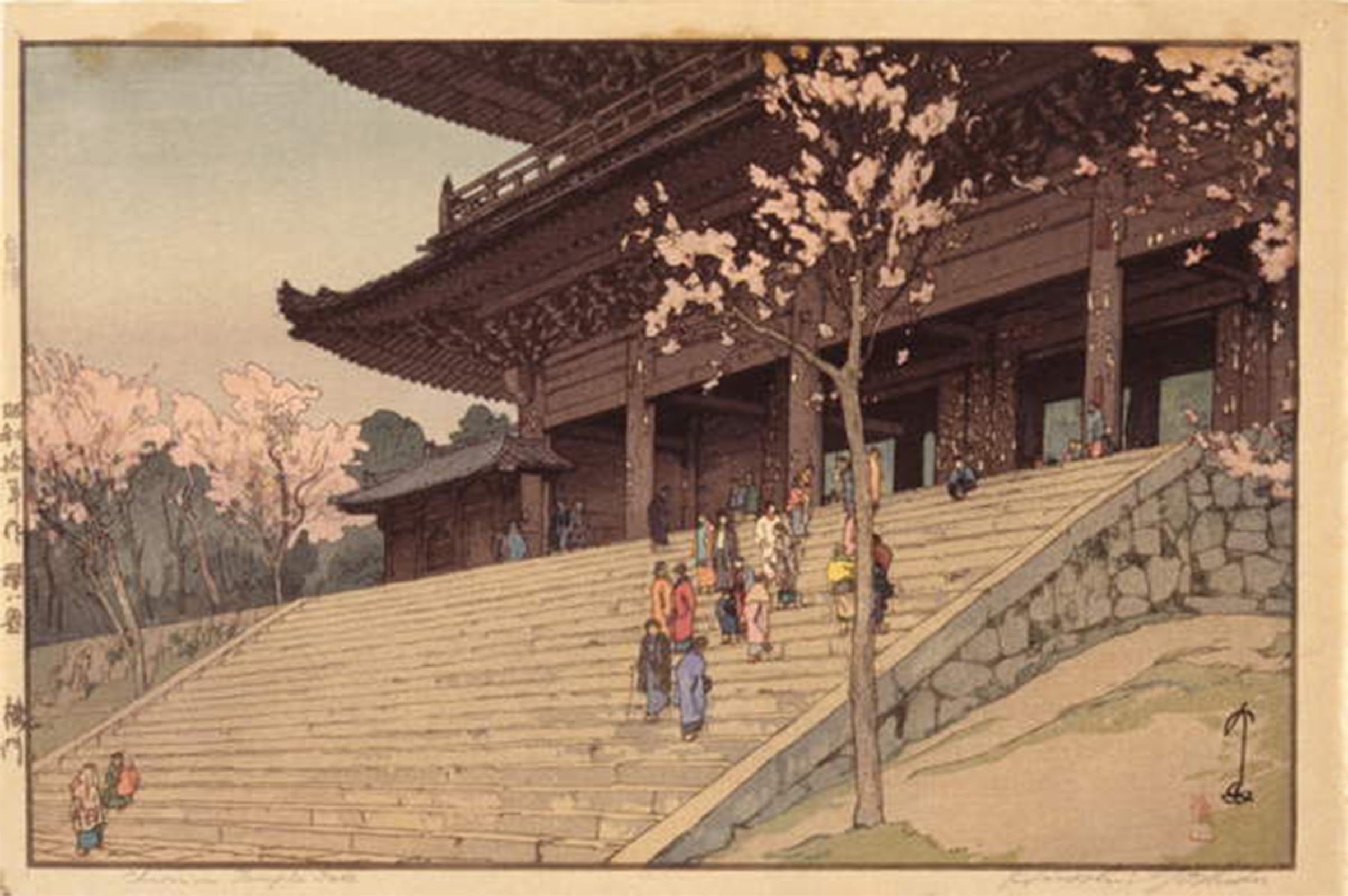 POSTERIIk Famous Modern Artwork Art Mural Chionin Temple Gate by Hiroshi Yoshida Oil Paintings Pictures for Home Decor 60x90cm