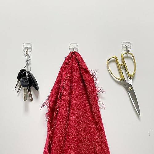 Miniatura 5 de Paquete económico de 40 ganchos, 50 tiras extraíbles, ganchos de palanca de alambre pequeño transparente, ganchos de pared colgantes sin daños con