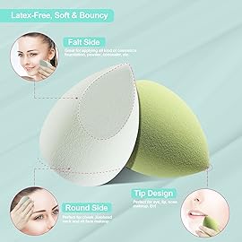 Makeup Sponge DUAIU Beauty Blending Sponges 4pcs Foundation Sponges Latex Free Makeup Blenders Beauty Sponges with Sponge Storange Box (Avocado Green)
