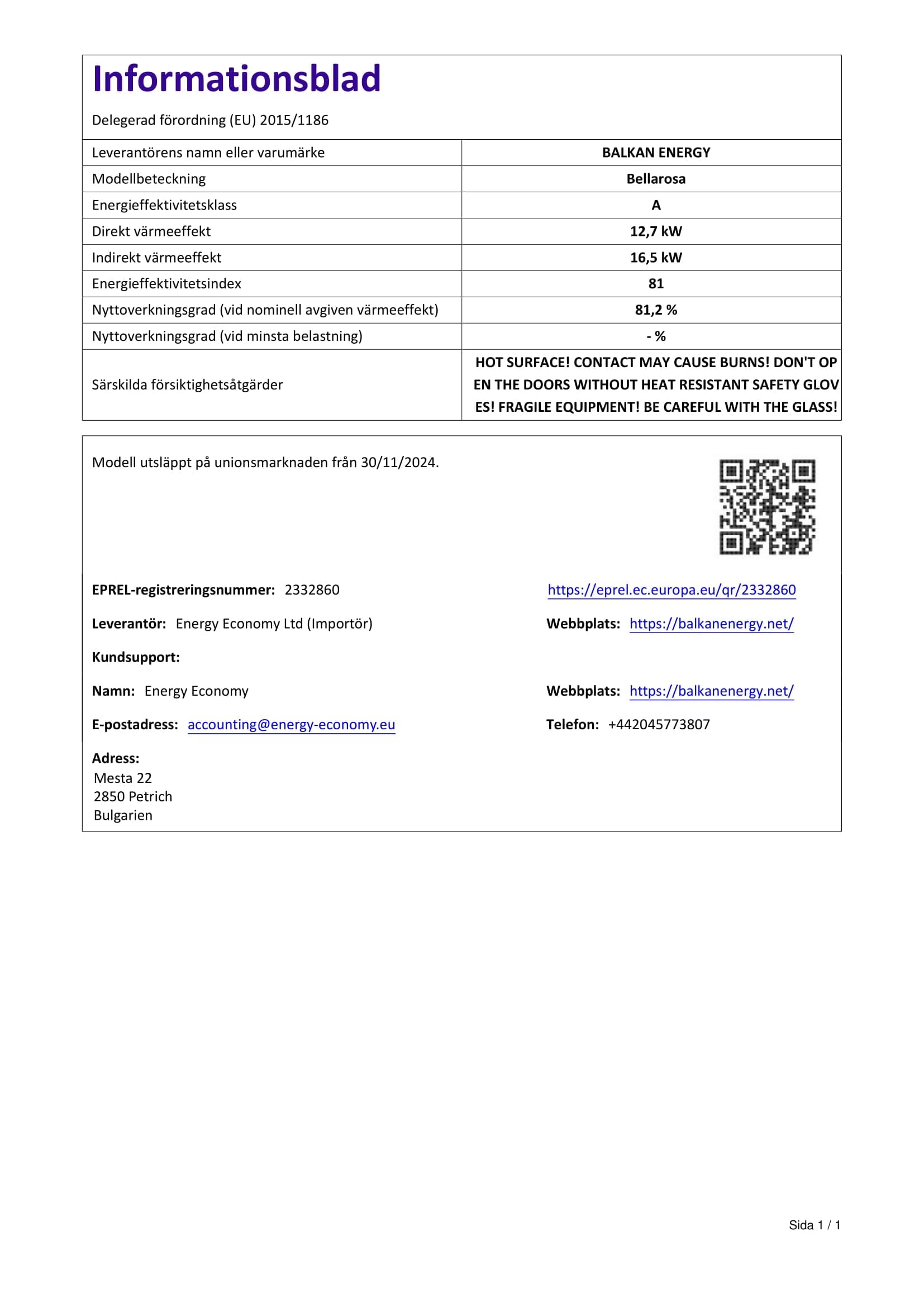 Termostufa a Legna BALKAN ENERGY Bellarosa 29.16-34.10kW