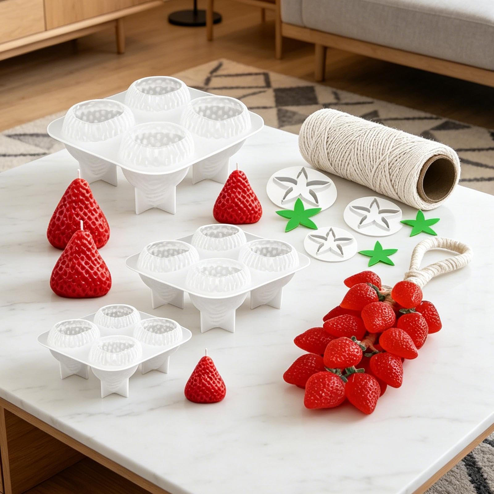 Forma de fresa para jabón, molde para jabón y perfumado – Forma de chocolate, para manualidades, escayola, de resina, artesanía de hielo, casa, apartamento, granja,